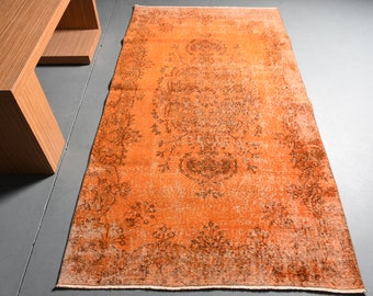 Wedding decor Vintage handmade rug 2.8 x 5.5 ft TV1741 Turkish boho decor Orange area rug Tribal oushak rug Home decor Bedroom rug