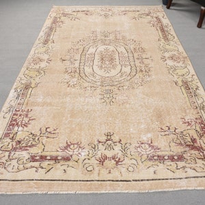 6x10 Large Rug, Vintage Rug, Turkish Rug, Anatolian Rugs, Rugs For Living Room, 5.2x9.1 ft Beige Rug, Oriental Rug, Tribal Turkish Rug,