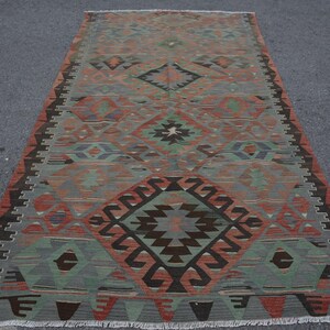 Turkish Kilim, Anatolian Kilim, 5x10 feet, Handmade Kilim, Geometric Kilim, Vintage Kilim, Oushak Kilim, Organic Kilim, H-7370