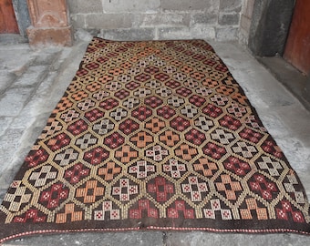 Large Kilim, Red Kilim, Handmade Kilim, Vintage Kilim, Turkish Kilim, Vintage Kilim Rugs For Bedroom, Living Room Kilim