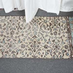 Small Rug, Turkish Rug, Vintage Rug, Oushak Rug, Rugs For Entry, 1.6x3.2 ft Beige Rug, Decorative Rug, Floor Rug, Front Door Rug,  13133
