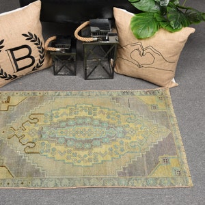 Turkish Rug, Vintage Rug, 1.9x3.1 ft Small Rugs, Anatolian Rug, Rugs For Bathroom, Yellow Oriental Rug, Modern Door Mat,  12431