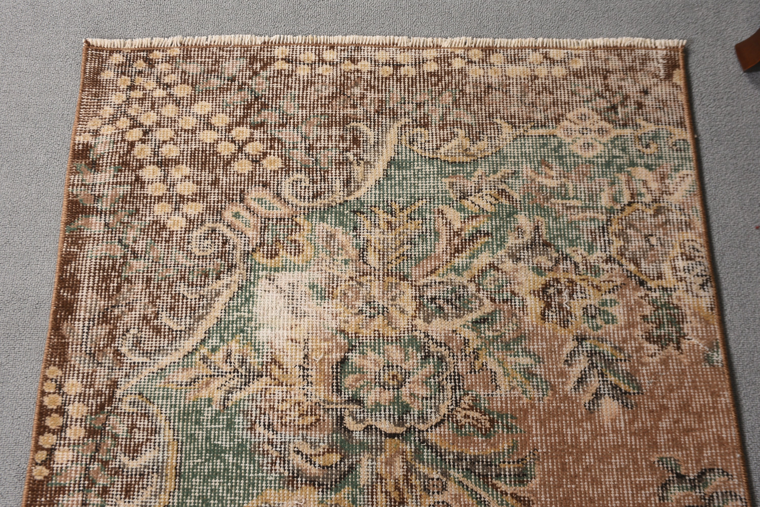 トルコラグ、3x9ランナーラグ、ヴィンテージラグ、色褪せたアナトリア