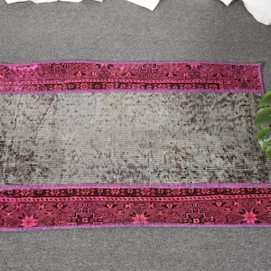 Vintage Rug, Patchwork Rug, Turkish Rug, Small Rugs, Overdyed Rug, Rugs For Bathroom, 1.6x2.7 ft Green Rug, Entry Rug, Small Wool Rug, 13225