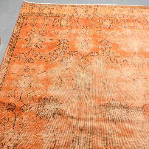 Vintage Rug, Turkish Rug, Area Carpet, Oushak Carpet, 48x99 inches Orange Carpet, Office Rug, Bedroom Rug, Wool Indoor shops Rug, 10594