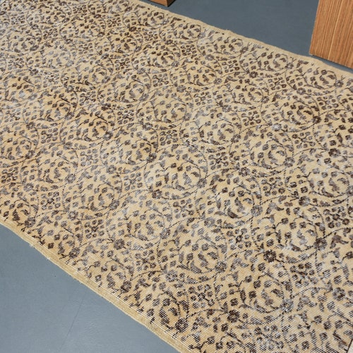 Area Carpet, Vintage Rug, Turkish Rug, Home Decor Carpet, 47x80 inches Brown Carpet, Handwoven Floor Rugs, Wool shops Bedroom Rugs, 10980
