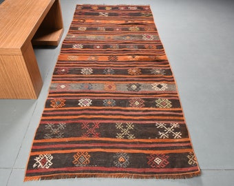 ヴィンテージ シバス キリム、7x14 ラージ キリム、60 年前のキリム