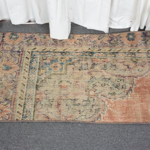 Turkish Rug, Small Rug, Vintage Rug, Faded Oushak Rug, Rugs For Entry, 2x3.5 ft Orange Rug, Door Mat Rug, Antique Rug, Bath Mat Boho,  13144