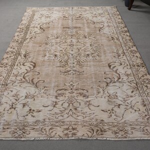 Turkish Rug, Vintage Rug, 6x9 Large Rug, Antique Oushak Rug, Rugs For Dining Room, 5.3x8.1 ft Beige Rug, Anatolian Rug, Large Wool Rug,