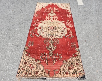 ヴィンテージ トルコ アクセント ラグ、3 x 7 フィート、アンティーク