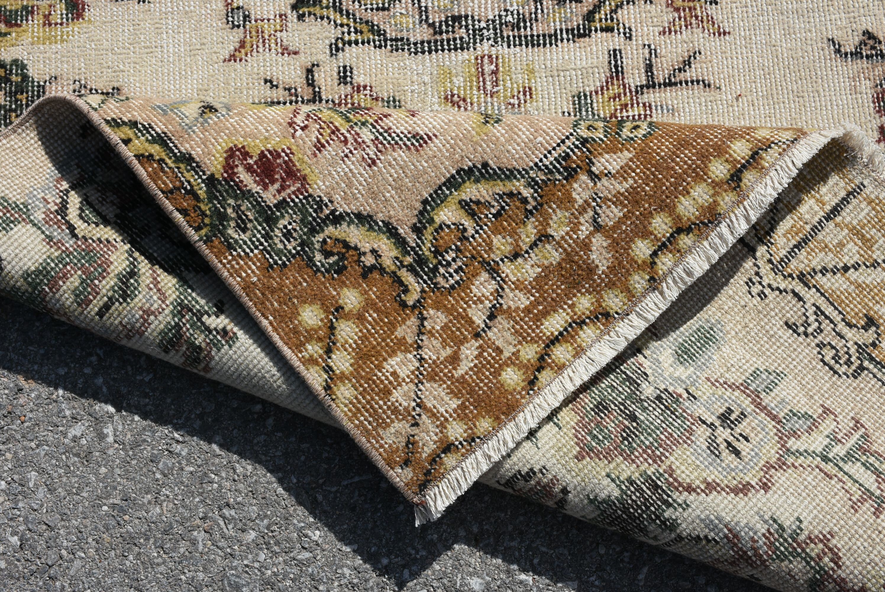 シノワズリ218×117 トルコヴィンテージラグ ベージュ オレンジ トルコラグ