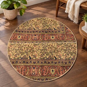 Patchwork Vintage Kayseri Rug, Multicolor Rug, Beige Round Rug, 2.4 x 2.9 ft, Turkish Home Decor Small Accent Piece