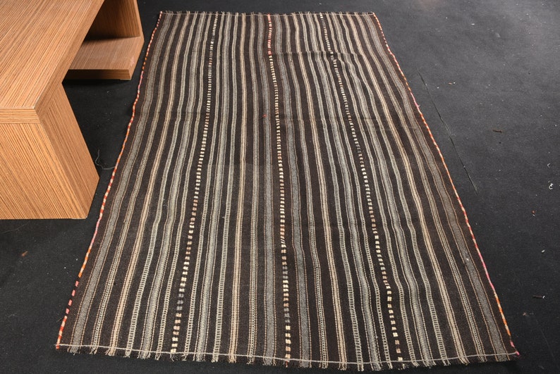 Vintage Kilim, Turkish Kilim, Area Kilim, Oushak Kilim, 53x83 inches Brown Kilim, Handmade Kilim, Indoor Kilim, shops 10268