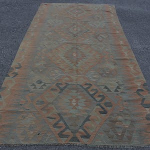 Turkish Kilim, 5x10 ft, Geometric Kilim, Salon Kilim, Large Kilim, Vintage Kilim, Antique Kilim, Oushak Kilim, Anatolian Kilim