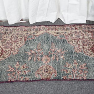 Vintage Teppich, Türkischer Teppich, Kleiner Teppich, Antiker Teppich, Teppich Für Badezimmer, 4 x 7 cm Grüner Teppich, Wollteppich, Housewarminggeschenk, 13097