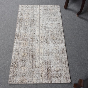 Turkish Rug, Vintage Rug, 2x4 ft Beige Rug, Small Rug, Antique Rug, Rugs for Living Room, Woven Cotton Rug, Oushak Style Rug