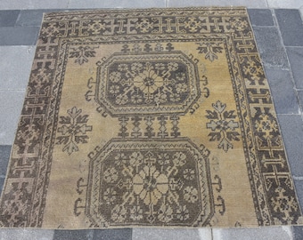 Turkish Rug Square Rug Oushak Rug Handmade Rug Wool Rug Moroccan Rug Area Rug Vintage Turkish Rug Antique Rug Free Shipping 3.9x4 ft H-1212