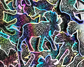 Mini Moose Holographic Sticker