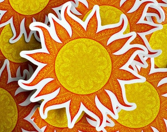 Bright Matte Mandala Groovy Sun Sticker
