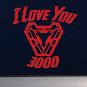 May include: Red vinyl decal with the words "I Love You 3000" and a black and red Iron Man arc reactor design.