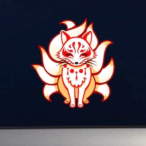 Handsome Japanese Kitsune - Indoor Outdoor Vinyl Decal - New Colors Added