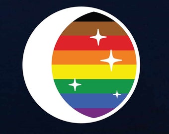 LGBT Pride Moon and Stars - Many Pride flags available- Indoor/Outdoor Vinyl Decal