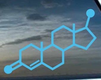 Testosterone Molecule, TransMasc - Indoor Outdoor Vinyl Decal - Multiple Colors and Sizes