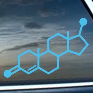 Testosterone Molecule, TransMasc - Indoor Outdoor Vinyl Decal - Multiple Colors and Sizes