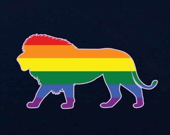 LGBT Pride Lion Silhouette - Furry Fandom - Many Pride flags available- Indoor/Outdoor Vinyl Decal