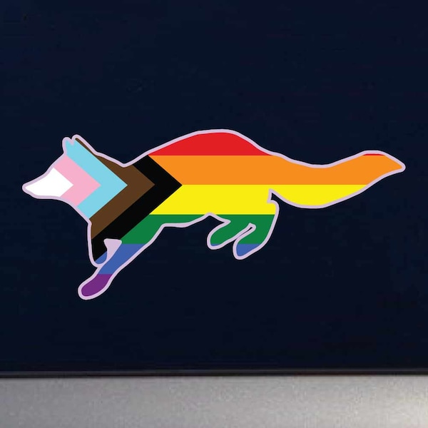 LGBT Pride Fox Silhouette - Furry Fandom - Many Pride flags available Indoor Outdoor Vinyl Decal