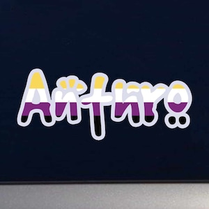 Non- Binary Anthro Text LGBTQ+ Flag - Furry Fandom Indoor/Outdoor Vinyl Decal