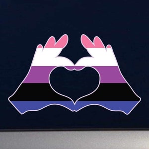 Genderfluid Heart Hands Flag - LGBTQ+ Pride - Indoor Outdoor Vinyl Decal