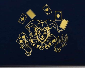 Jester Juggling Playing Cards - Indoor Outdoor Vinyl Decal - Multiple Colors Available