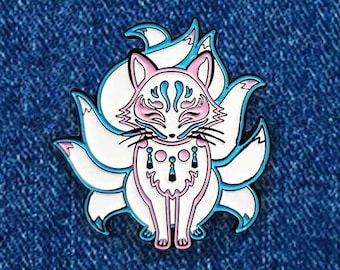 Transgender Kitsune Flag, LGBTQIA+ Hidden Flag Enamel Pin, 1.75&quot; Tall