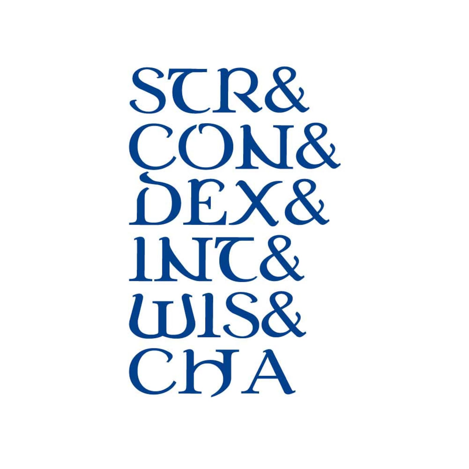 Str Con Dex Int Wis & Cha Stats Table Top Rpg DND Themed - Etsy