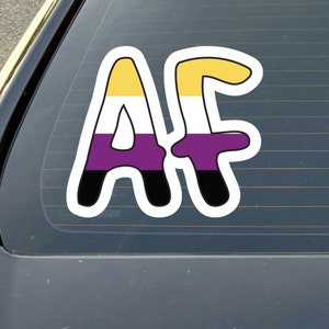 Non-Binary AF, As F*ck Text LGBTQ+ Flag - Indoor/Outdoor Vinyl Decal in Multiple Sizes