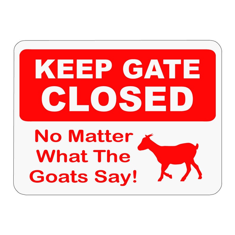 Qispiod Cartello Di Avvertimento In Latta Vintage 'Keep Gate Closed' Con Capre - 20x30 Cm - Decorazione Per Cancello, Fattoria, Casa - 3