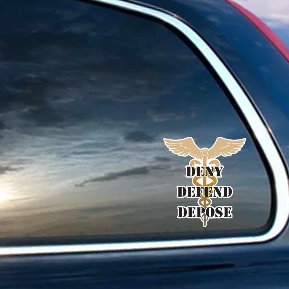 Deny, Defend, and Depose Medical Staff, Rod of Asclepius - Indoor Outdoor Vinyl Decal Or Window Cling