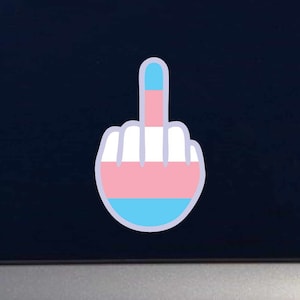 Middle Finger F*ck Off Emoji Transgender Flag - LGBTQ+ Pride - Indoor Outdoor Vinyl Decal