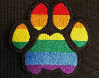 Rainbow LGBT Gay Pride Cat Feline Pawprint Furry Pride Iron On Patch