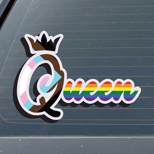 Queen Text With Crown LGBTQ+ Pride Flags- Many Pride flags available- Indoor/Outdoor Vinyl Decal