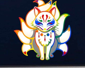 Handsome Japanese Kitsune - Indoor Outdoor Vinyl Decal - New