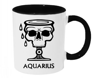 Aquarius Skull Astrology Zodiac Coffee or Tea 11oz Mug