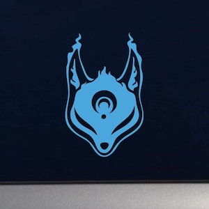 Ghostly Mystic Kitsune Fox Mask Indoor Outdoor Vinyl Decal - Multiple Colors Available