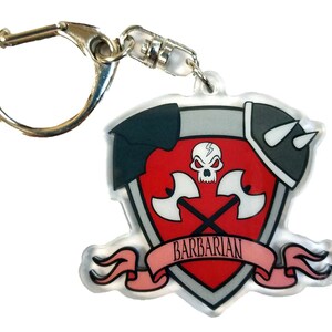 Barbarian Class Shield  2&quot; Acrylic Keychain, Great For TableTop Gamers