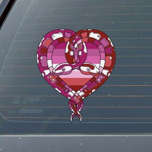 Traditioinal Lesbian Boa Constrictors, Snake Heart - LGBTQ+ Flag - Indoor Outdoor Vinyl Decal, Great for Snake Owners