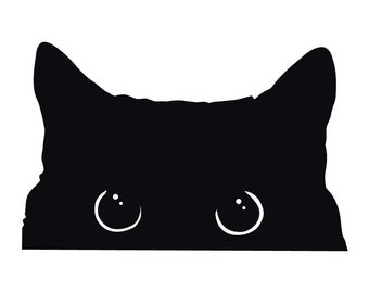 Peeking Kitty Cat Indoor Outdoor Vinyl Decal - Multiple Colors Available