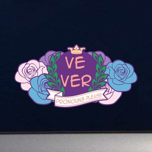 Ve Ver Gender Pronouns Please Full Color Decal