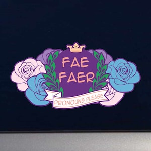 Fae Faer Gender Pronouns Please Full Color Decal