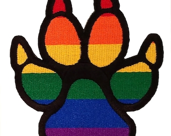 Rainbow Gay Pride Dog Pawprint Furry Pride Sew On Patch